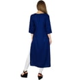 thumbnail image 1 of Bimba Femme Bleu Uni Rayonne Kurta Kurti Manches 3/4 Décontracté Formel Tunique Blouse, 1 of 2