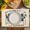 thumbnail image 4 of Cats Pawprints Placemats Set of 8, Yellow Black Buffalo Plaid Simple Beige Placemats for Dining Table, Place Mats for Kitchen Tabletop, Waterproof Wipeable Dining Table Mats Set, 4 of 9