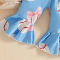thumbnail image 4 of mgoYE Basketball Baby Girl Outfit Newborn Basketball Bow Short Sleeve Romper Flare Pants Headband Set 3Pcs Summer Outfits(Blue,0-3 Months), 4 of 7