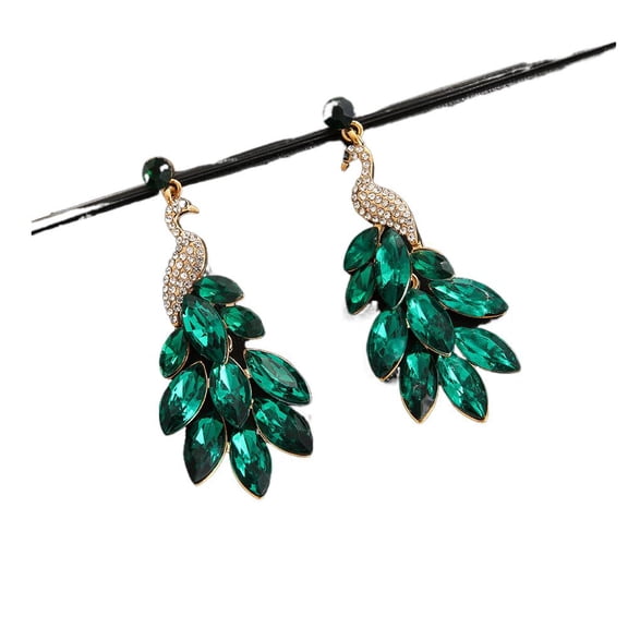 SEPARQI Women Exquisite Crystal-Studded Earrings Ethnic Style Vintage Indian Exotic Peacock Earrings