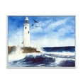 thumbnail image 1 of Designart Phare sur l'île rocheuse avec des mouettes ART MURAL À CADRE FLOTTÉ, 1 of 4