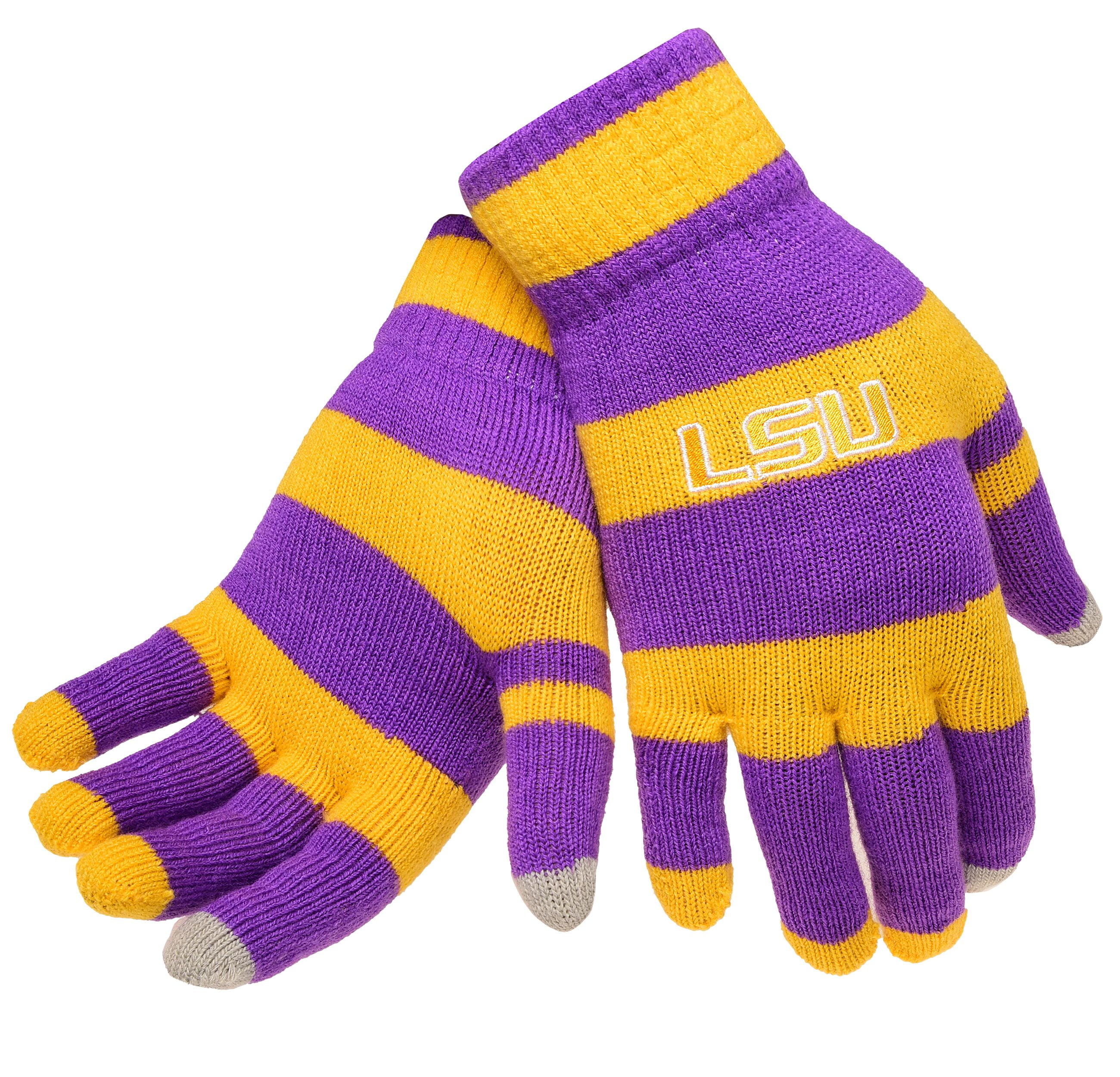 Lsu Tigers Official NCAA Glove Stripe Outdoor Winter Stretch Knit by Forever Collectibles 594154 by Forever Collectibles