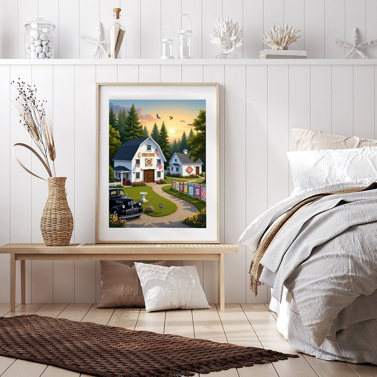Diamond Art Kit for Adults, Quilt Farm Scenic Sunrise Rural Diamond Painting for Adults Beginners, 5D DIY Diamond Art Painting Kits, Colorful Diamond Painting Craft for Home Decor 12x16