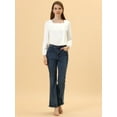 thumbnail image 2 of INSPIRE CHIC Blouse Décontractée à Manches Longues à Encolure Carrée pour Femme, devant Plissé, Blanc, P, 2 of 5