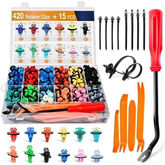 GOOACC 420Pcs Fender Moulding Clips Assortment Kit with Sealer Door Trim Panel Retainer for Toyota Lexus 12 Most Popular Sizes Car Trim Removal Tool Plastic Cable Ties