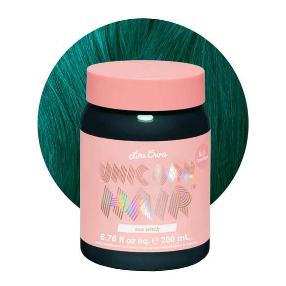Lime Crime Unicorn Hair Dye Full Coverage, Sea Witch (Rich Teal) - Vegan and Cruelty Free Semi-Permanent Hair Color Conditions & Moisturizes - Temporary Green Hair Dye With Sugary Citrus Vanilla Scent
