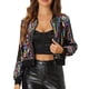 thumbnail image 1 of Chaqueta bomber corta con cremallera de lentejuelas para mujer INSPIRE CHIC de manga larga XS multicolor, 1 of 1