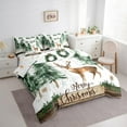 thumbnail image 4 of Manfei Xmas Reindeer Animal Bedding Comforter Set 7 Pieces, Rustic Christmas Tree Full Bedding Set, Teen Kid Boy Girl Reversible Fitted Sheet Flat Sheet, Microfiber Bedroom Decor, 4 of 8