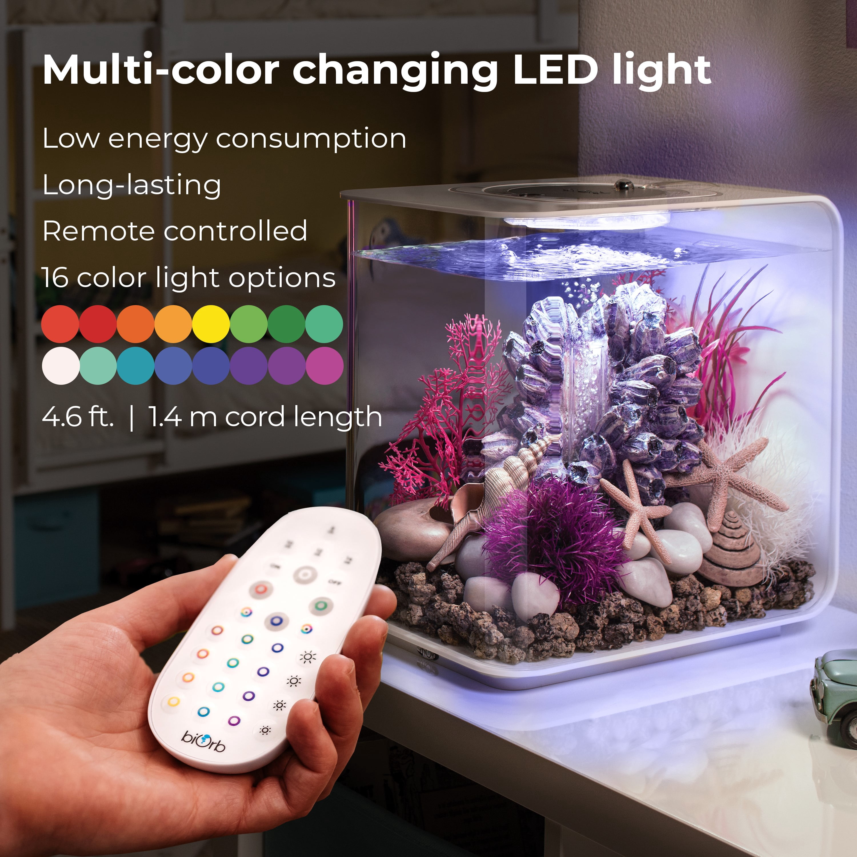 biOrb FLOW 15 Aquarium with MCR Light - 4 Gallon, White, Acrylic