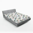 thumbnail image 2 of Ambesonne Tropical Fitted Sheet, Autumn Palm Leaves Print, California King, Dark Sea Green Pale Khaki, 2 of 5