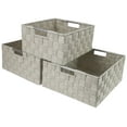 thumbnail image 7 of Sorbus Storage Box Woven Basket Bin Container Tote Cube Organizer Set Stackable Storage Basket Woven Strap Shelf Organizer Set 3 Piece, Beige, 7 of 7