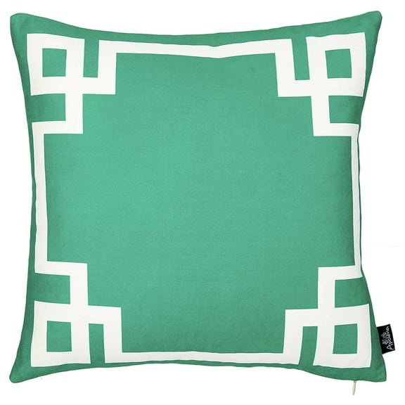 Grass Green and White Geometric Decorative Throw Pillow Cover