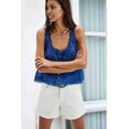 thumbnail image 3 of Women Summer Boho Tie Front Tops Lace Beach Button Down Tank Top Sleeveless Mesh Chiffon Crop Tops Y2k Clothes 2025 Blue L, 3 of 6