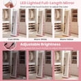 thumbnail image 3 of 360° Rotating Jewelry Armoire w/ LED Full-Length Mirror & Vanity Mirror, Lockable Standing Jewelry Organizer w/ Lights, Large Storage, Pink, 3 of 9