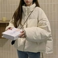 thumbnail image 6 of Edvintorg Women's Winter Jackets with Zipper Fashion Loose Standing Neck Thickened Cotton Clip Warm Bread Coat Cotton Coat with Buttons, 6 of 7