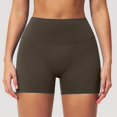 thumbnail image 4 of High Waist Yoga Shorts for Running Gym Fitness Seamless Tight Workout Bottoms with Scrunch Booty Lift and Control, M, Brown, 4 of 5