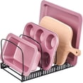 thumbnail image 1 of Organizador de Sartenes y Ollas, Soporte Sartenes de Tamaño Ajustable, Estante de Sartenes con 10 Compartimientos para Almacenar Tapas de Ollas, Platos, Color Marrón, 1 of 22