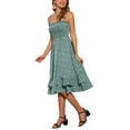 thumbnail image 2 of INSPIRE CHIC Floral Dress for Women's Casual Spaghetti Strap Ruffled Midi Dress XS Green, 2 of 6