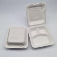 thumbnail image 2 of Northlight 3-Compartment Hinged White Take Out Containers - 9" - 200 Count, 2 of 6