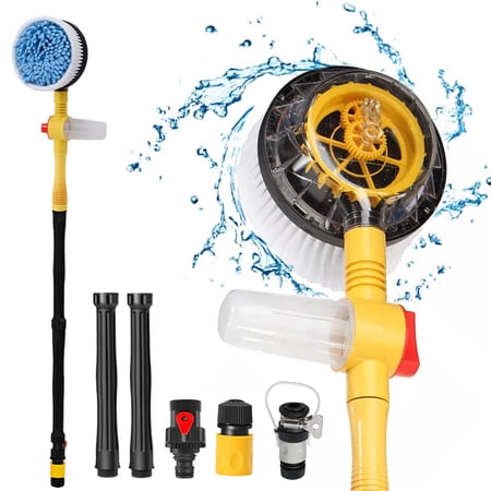 Effortlessly Clean Your Car and Home with Our Car Wash Brush and Cleaning Kit - 360° Spin Car Mop, Microfiber Brush, Detachable & Extendable Scrub Brush, Garden Hose Spray Nozzle Spray Gun Included