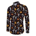thumbnail image 3 of Camisas de manga larga de Halloween para hombre, camisa con estampado de cabeza de calabaza, camisa informal de calle para adultos, blusa con botones y estampado, traje de fiesta, 3 of 5