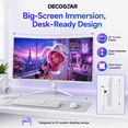thumbnail image 6 of Deco Gear 39" Curved Widescreen Gaming Monitor, 2560×1440 QHD, 165Hz, 1ms MPRT, HDR, Adaptive Sync, 3000R Curve, HDMI, DisplayPort, Tilt Swivel Height Adjust, White, 6 of 7