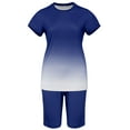 thumbnail image 2 of Innerwin Sweatsuits Solid Color Women Jogger Set Running Short Sleeve Loose Two Piece Outfit Blue L, 2 of 5
