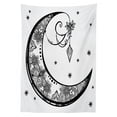 thumbnail image 3 of Ambesonne Paisley Tablecloth Rectangular Table Cover, Floral Moon, 52"x70", Black and White, 3 of 4