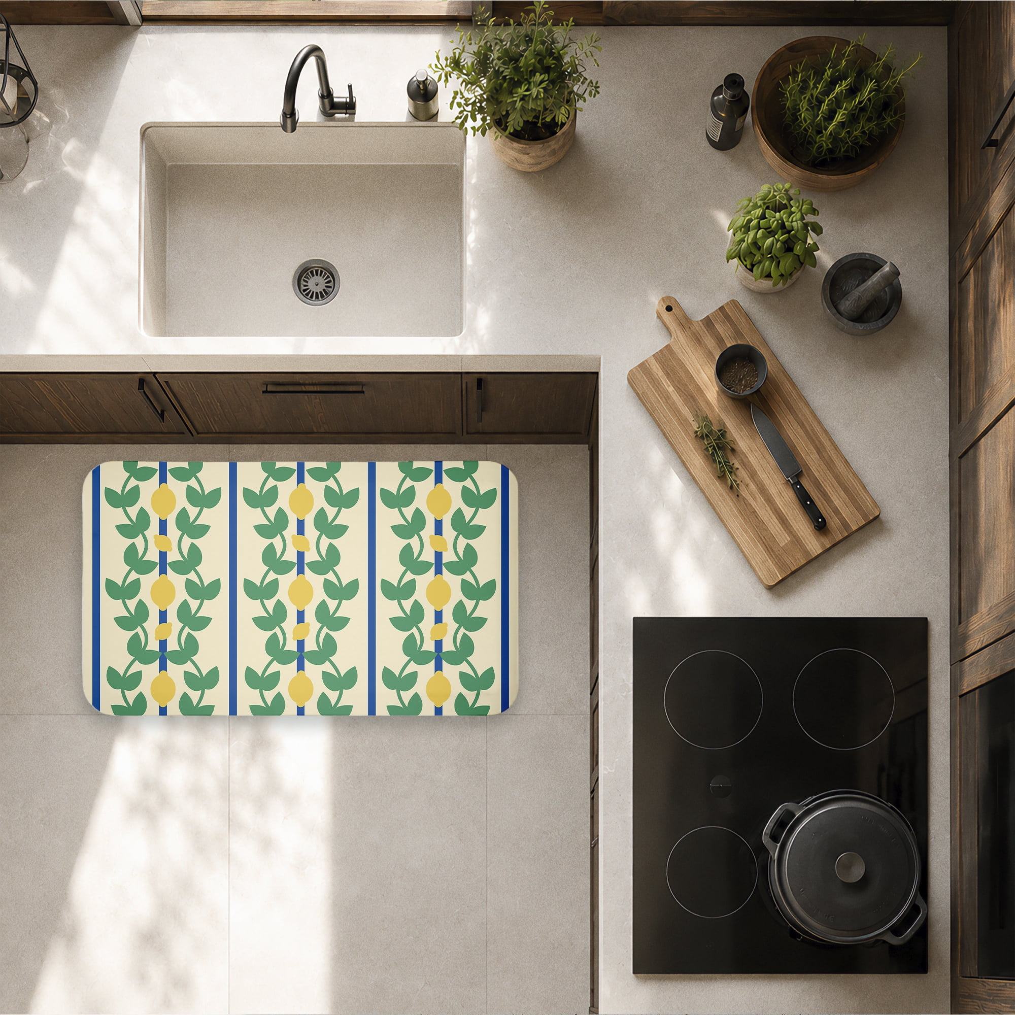Stupell Industries Lemon Vine Pattern Printed Anti-Fatigue Floor Mat, design by Lil' Rue