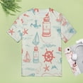thumbnail image 4 of Nautical Lighthouse Sailboats-9 Womens Tops Women's Fashion Casual Short Sleeve Flower Print Round Neck Pullover Top Blouse, 4 of 7