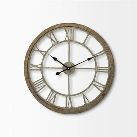 25 x 2 x 25 in. Large Round Farmhouse Wall Clock, Brown