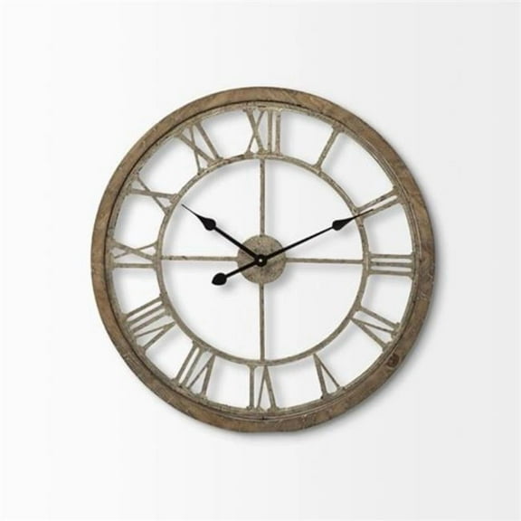25 x 2 x 25 in. Large Round Farmhouse Wall Clock, Brown