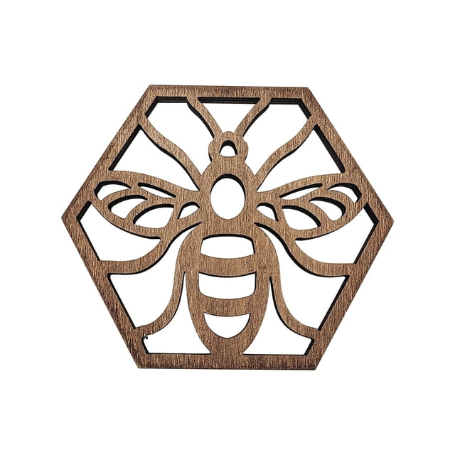 TIELUTT Ensemble de Table de Festival en Nid d'Abeilles en Bois, Pendentif Isolant, Napperons Rigides, Ensemble de Table à Manger Ronde en Verre pour 4, Napperons de Table, 4 Napperons pour Tables Rondes, Napperons de Table à Manger Lavables