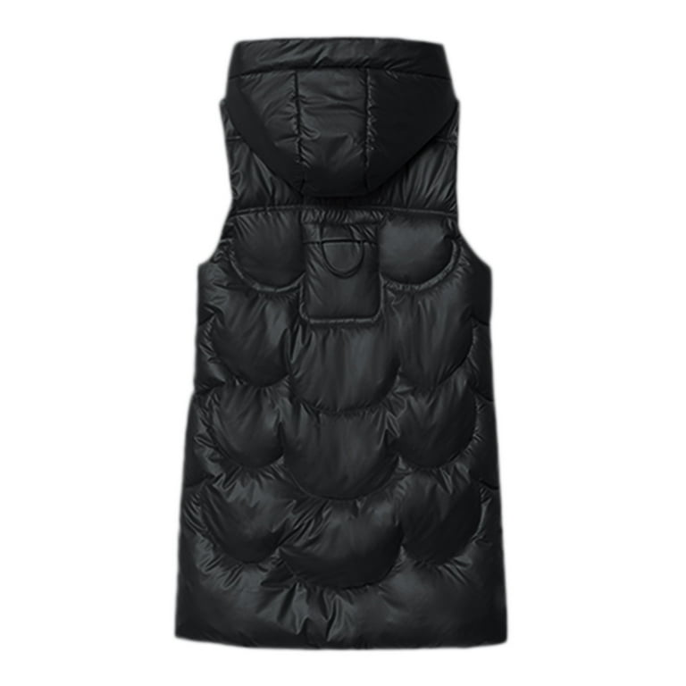 CAICJ98 Women's Long Hooded Vest, High Neck Zipper, Quilted CAICJ98 Women's Long Hooded Vest, High Neck Zipper, Quilted
