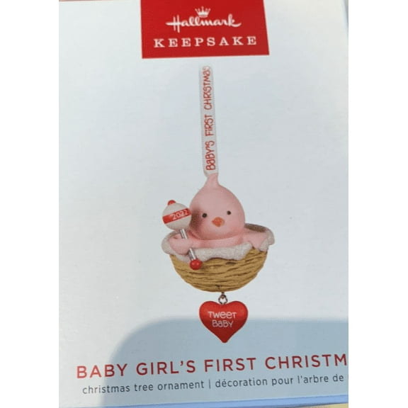 Baby Girl's First Christmas Pink Bird Hallmark Keepsake Christmas Ornament 2022