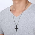 thumbnail image 3 of STAOEDU Cross Necklace for Men, Silver Black Gold Stainless Steel Plain Cross Pendant Necklace for Men Box Chain, 3 of 8