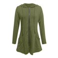 thumbnail image 5 of Women's Fashion Hoodies Drawstring Zipper Long Jacket Top Pocket Hooded Long Sleeve Solid Print for Casual Wear Womens Sweatshirts Army Green L, 5 of 5