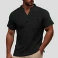 thumbnail image 4 of MIXUE Shirts For Men Summer Solid Color V Neck Short Sleeve Casual Pullover Tops Tee Shirts Sportswear,Black,XXL, 4 of 4
