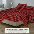 thumbnail image 3 of RUVANTI Flannel Sheets Full Size - 100% Cotton Double Brushed Bed Sheets Set, Deep Pockets 16 Inches, All Seasons Breathable & Extra Soft Full Sheets, Warm & Cozy, 4 Piece, Red & Black Plaid, 3 of 9