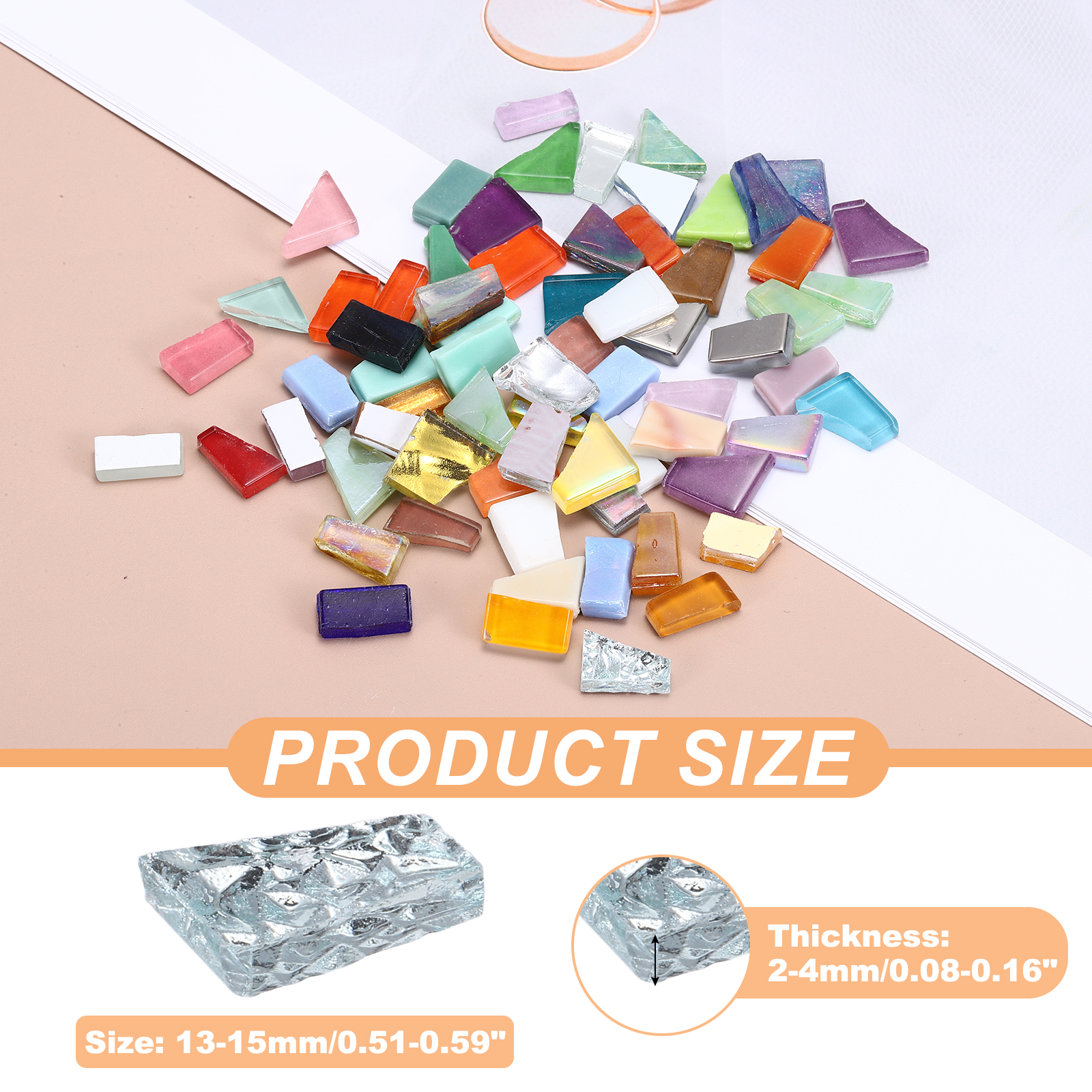 Uxcell Irregular Glass Mosaic Tiles, 500g/1.1LB Irregular Stained Glass Sheets Broken Mosaic Pieces Tiles Supplies Kit Bulk for DIY Art Craft Making Home Decor, Silver Series