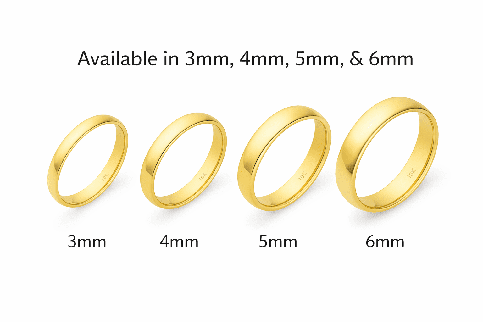 Aone Jewelry 10K Gold Women's Ring & Men's Wedding Band – White & Yellow Gold Classic Fit Band 3mm 4mm 5mm 6mm, Unisex Wedding Rings for Women & Men, Size: 6