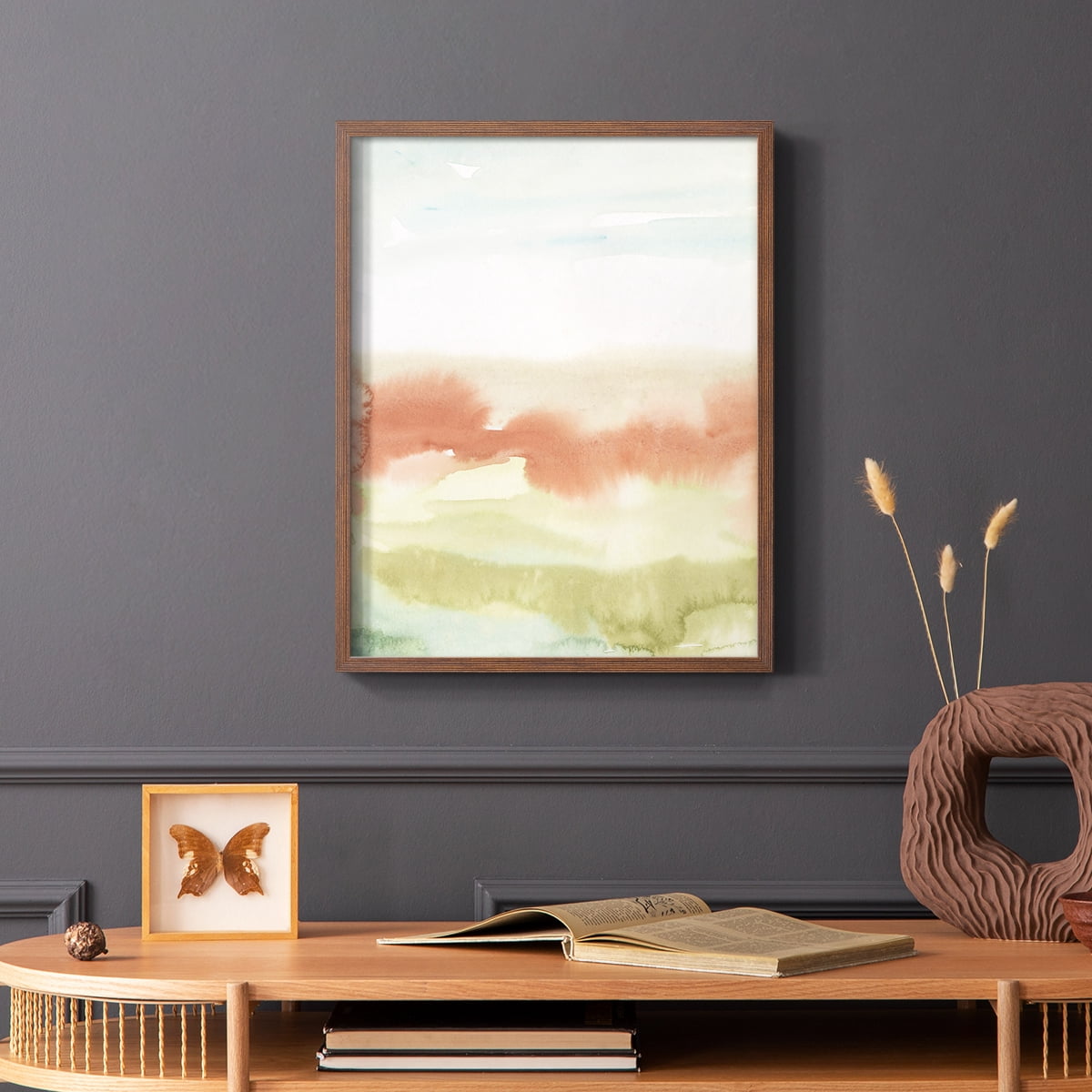 Blushing Sunrise I Framed Print in Brown Solid Wood Framed Print No Nail Hanging