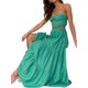 thumbnail image 3 of VISgogo Falda de verano para mujer Boho cintura elástica plisada A-Line Flowy Layered Long Beach Falda con bolsillos VISgogo moda, 3 of 6