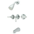 thumbnail image 1 of Robinet de Baignoire et de Douche avec 3 Poignées, Chrome, 1 of 1