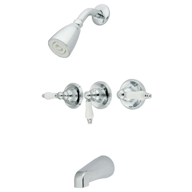 Robinet de Baignoire et de Douche avec 3 Poignées, Chrome