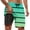 Green, variant on Men's Casual Beach Sports Plus Size Gradient Striped Pants - Double Layer Design, Polyester-Spandex, Elastic Waist, Multi-Pocket, S-XXXXXL Sizes