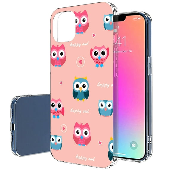 TalkingCase Slim Phone Case Compatible for Apple iPhone 14 Pro Max, Cute Happy Owl Pink Print, Lightweight, Flexible, Soft, Printed in USA