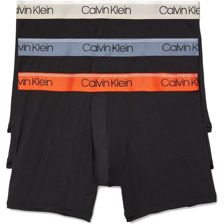 Calvin Klein Men's Micro Stretch 3-Pack Boxer Brief, Black Bodies W/Asphalt Grey, Mudstone, Acid Orange, XL