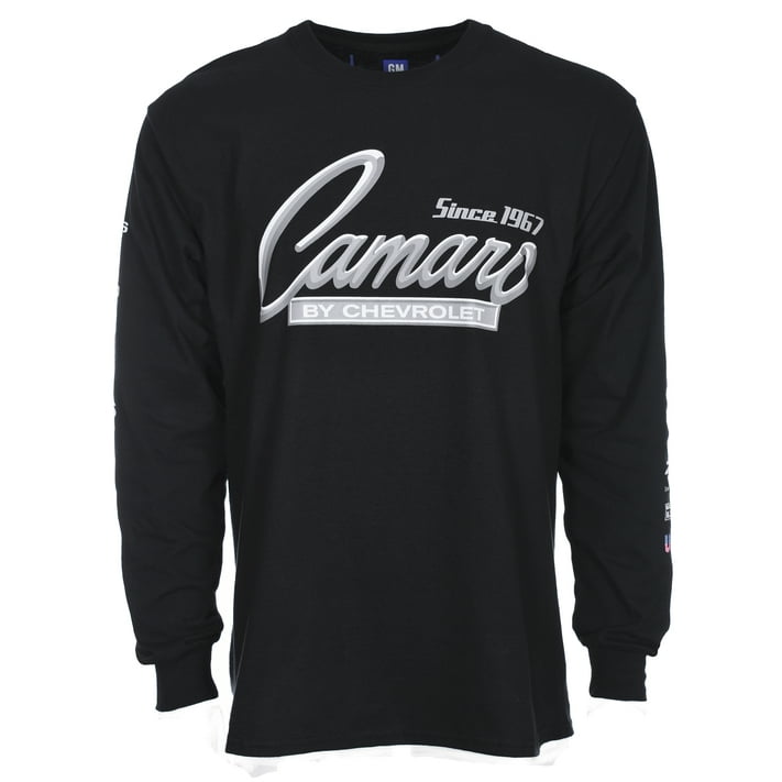 JH Design Group Men's Chevy Camaro Long Sleeve Crew Neck TShirt Front Back & Sleeve Emblems