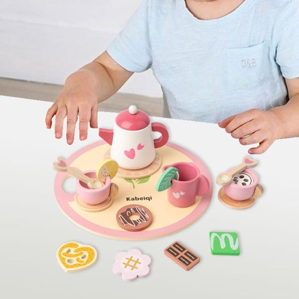 BELOVING Ensemble de Thé pour Petites Filles Jouets Jeux Ensemble de Thé Accessoires de Cuisine pour Enfants Cœur